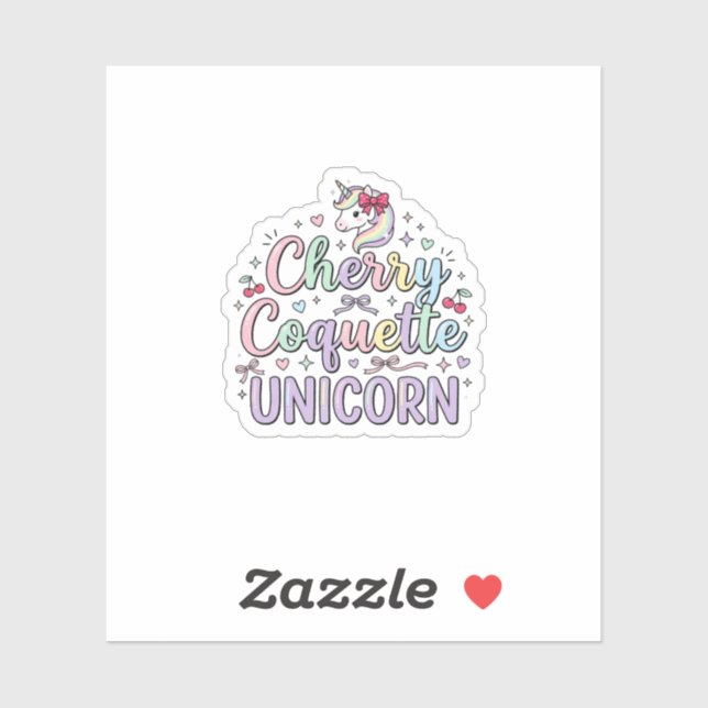 Sticker Licorne Cherry Coquette Licorne Original Zazzle De (Feuille)