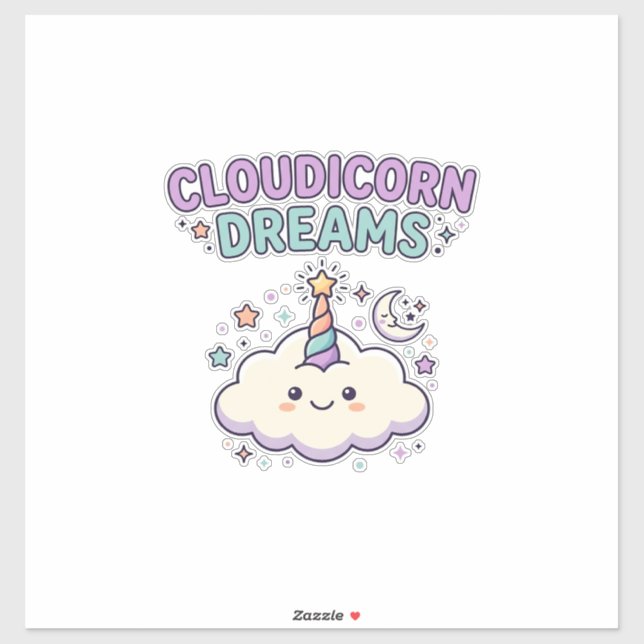 Sticker Licorne Cloudicorn Rêves Tendance Graphique Tee De (Feuille)