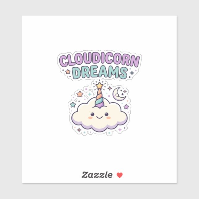 Sticker Licorne Cloudicorn Rêves Tendance Graphique Tee De (Feuille)