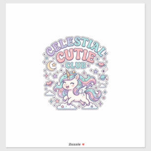 Sticker Licorne Club Céleste Mignon Rétro Produit G