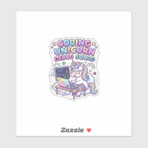 Sticker Licorne Coding Licorne Debug Squad Marché Charmant