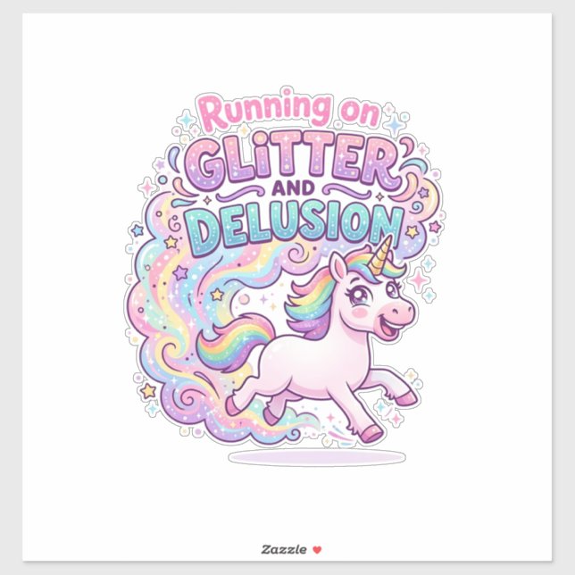 Sticker Licorne courant sur Brillant et Illusion Charme M (Feuille)