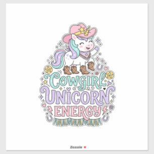 Sticker Licorne Cowgirl Licorne Énergie Mignon Produit Pas