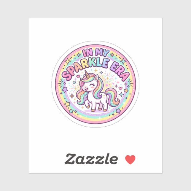Sticker Licorne Dans Mon Ère Étincelante Impression Drôle  (Feuille)