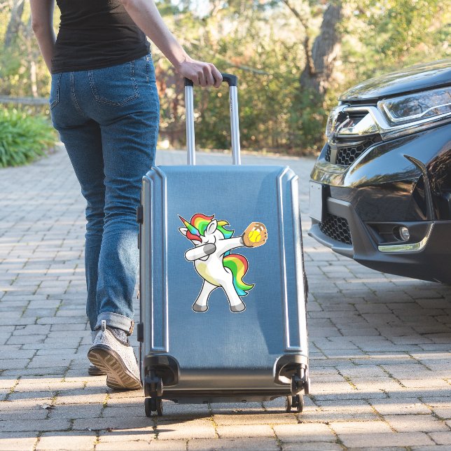 Sticker Licorne de softball qui fait le dab, drôle de dans (Valise Insitu)