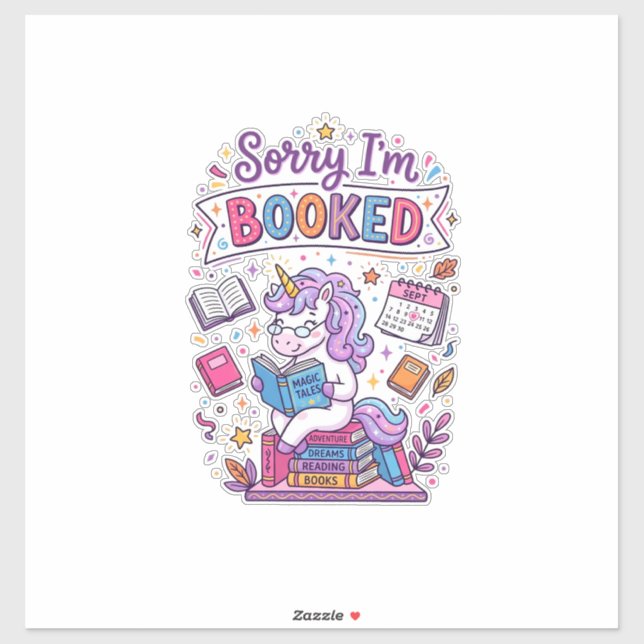 Sticker Licorne Désolé je suis Réservé Style Rétro Impress (Feuille)