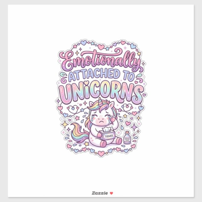 Sticker Licorne émotionnellement attachée aux originaux de (Feuille)