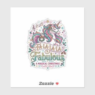 Sticker Licorne Fa La La La Fabuleux Fond Blanc Mignon
