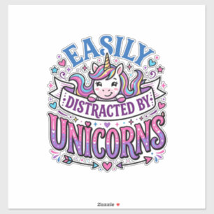 Sticker Licorne facilement distrait par la publicité de li