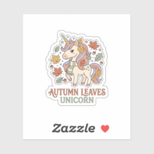 Sticker Licorne Feuilles D'automne Licorne Graphisme Merch
