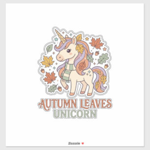 Sticker Licorne Feuilles D'automne Licorne Graphisme Merch
