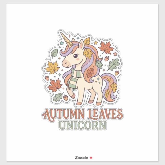 Sticker Licorne Feuilles D'automne Licorne Graphisme Merch (Feuille)