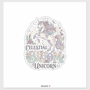 Sticker Licorne Fleur Céleste Licorne Premium Vecteur Typo