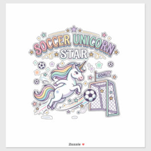 Sticker Licorne Football Licorne Étoile Drôle Vector Desig
