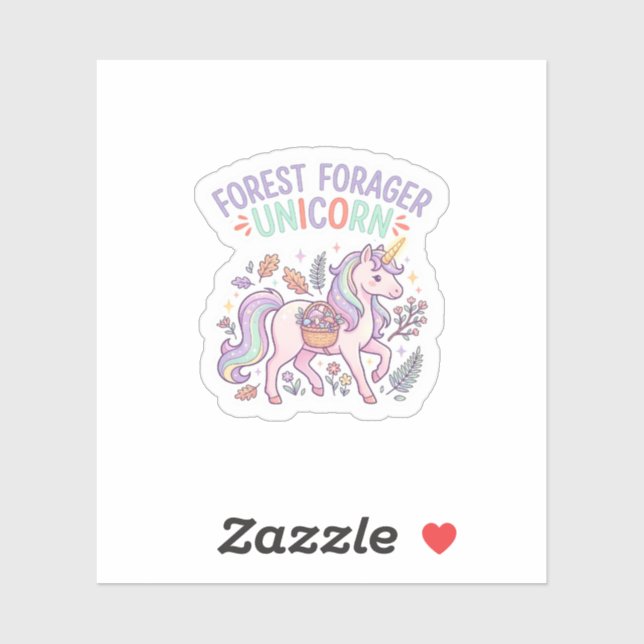 Sticker Licorne Forest Forager Licorne Conception Graphiqu (Feuille)