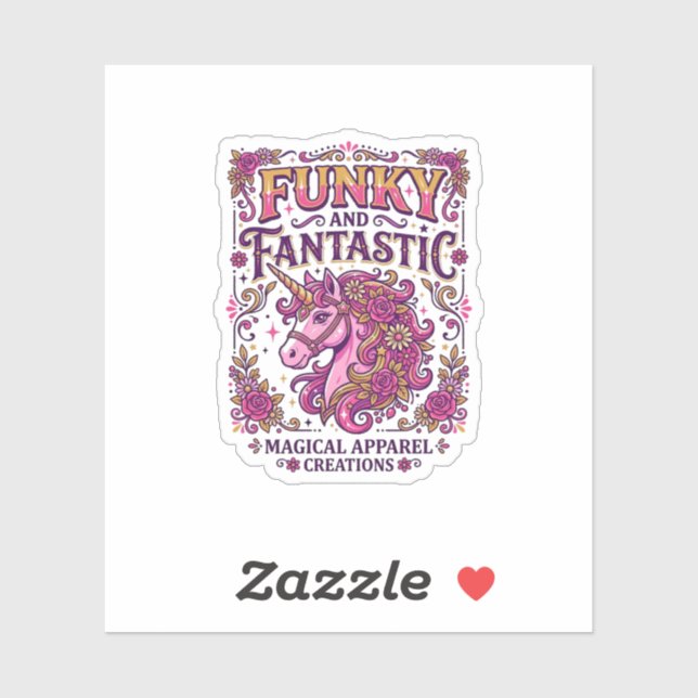 Sticker Licorne funky et fantastique design stylé Zazzle_ (Feuille)