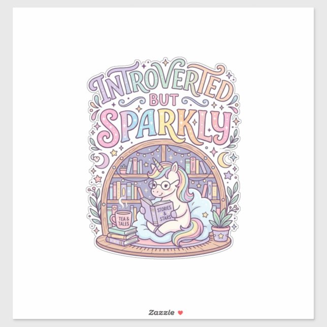 Sticker Licorne Introvertie mais Originale Blanc Étincelan (Feuille)