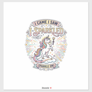 Sticker Licorne J'arrivai Je Vis Je Scintillai Impression