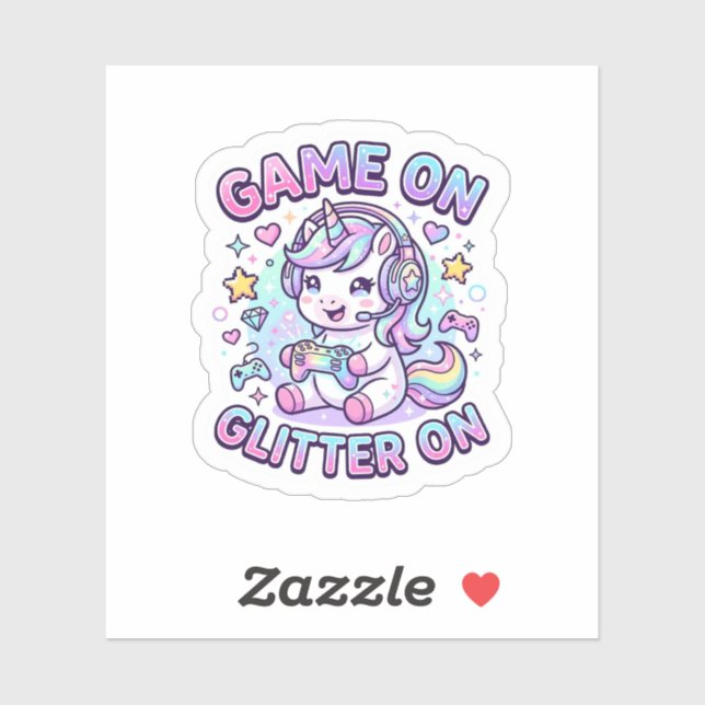 Sticker Licorne Jeu Sur Paillettes Sur Graphisme Marchandi (Feuille)