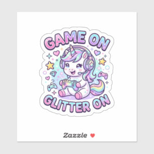 Sticker Licorne Jeu Sur Paillettes Sur Graphisme Merch De