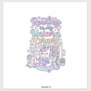 Sticker Licorne lisant dans mon coin licorne T-shirt paste