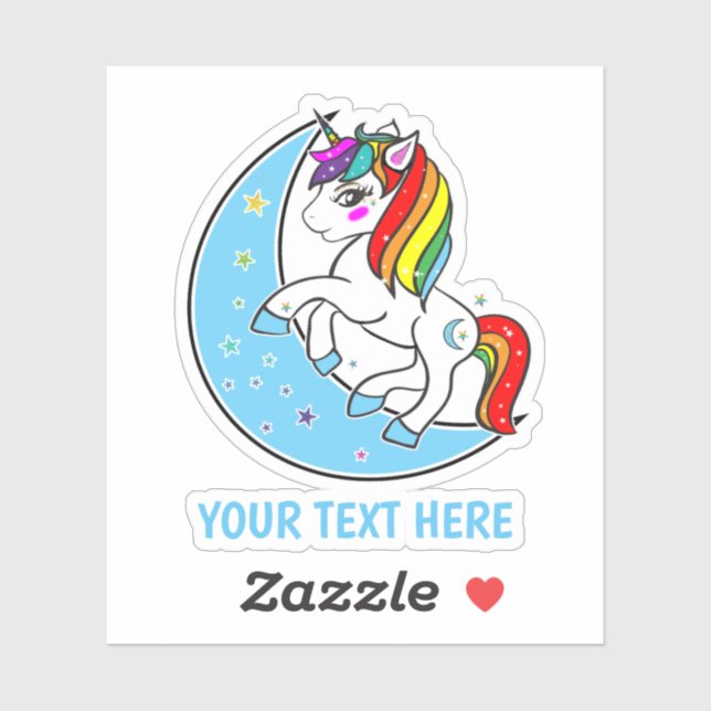 Sticker Licorne Lune & Étoiles Céleste Arc-en-Ciel (Feuille)