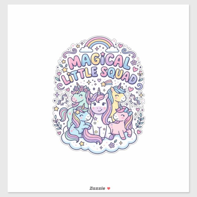 Sticker Licorne Magical Little Squad Conception Graphique  (Feuille)
