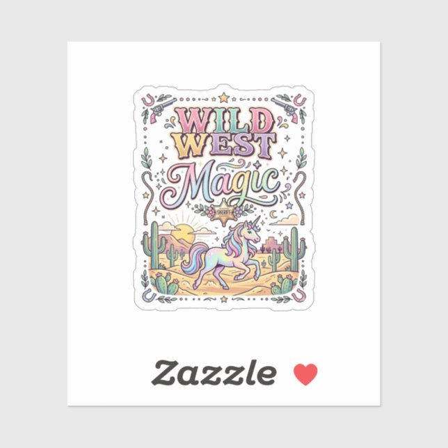 Sticker Licorne Magie Far West Original (Feuille)