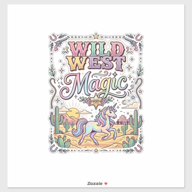 Sticker Licorne Magie Far West Original (Feuille)
