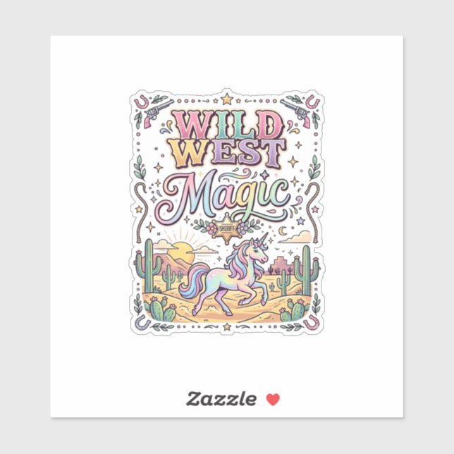 Sticker Licorne Magie Far West Original (Feuille)
