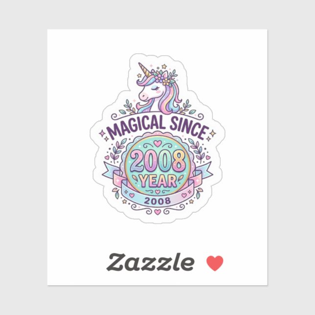 Sticker Licorne Magique Depuis Année Conception Graphique  (Feuille)