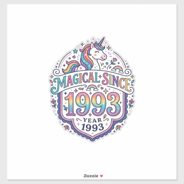Sticker Licorne Magique Depuis Année Tendance Impression à (Feuille)