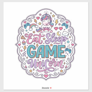 Sticker Licorne Manger Dormir Jeu Licorne Impression Ludiq
