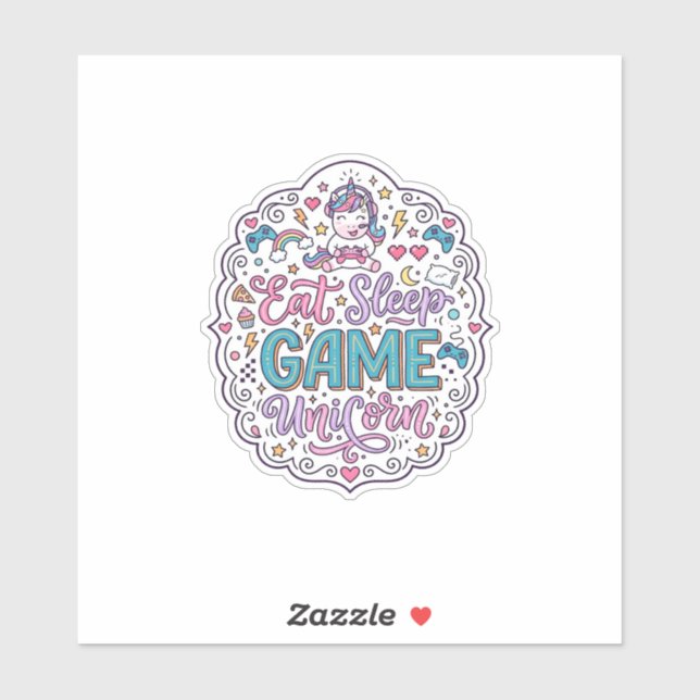 Sticker Licorne Manger Dormir Jeu Licorne Impression Ludiq (Feuille)