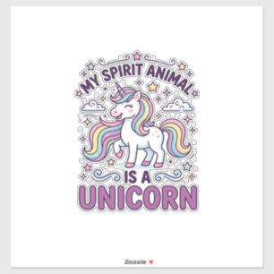 Sticker Licorne Mon Animal Spirituel Est une Licorne Typog