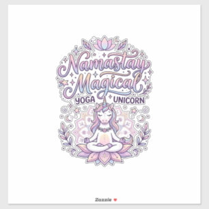 Sticker Licorne Namastay Magique Adorable Typographie Conc