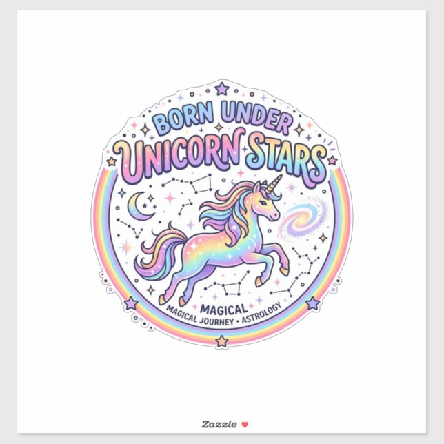Sticker Licorne née sous les étoiles de licorne Impression (Feuille)