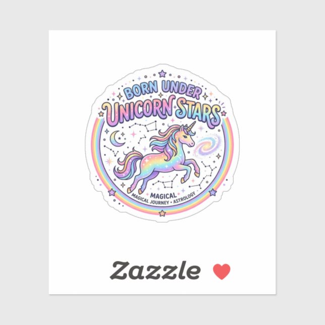 Sticker Licorne née sous les étoiles de licorne Impression (Feuille)