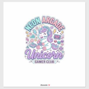 Sticker Licorne Néon Arcade Licorne Produit De Style Rétro