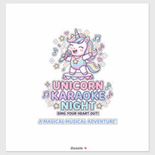 Sticker Licorne Nuit Karaoke Gras Typographie Produit Grap