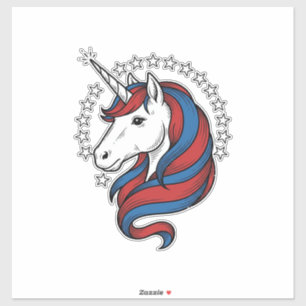 Sticker Licorne patriotique dessin vectoriel gravure vinta