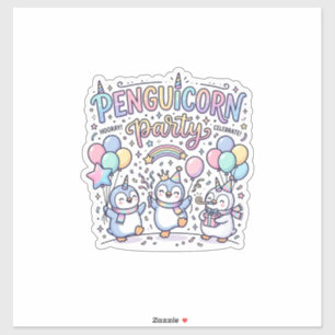 Sticker Licorne Penguicorne Fête Vecteur Premium Vector De