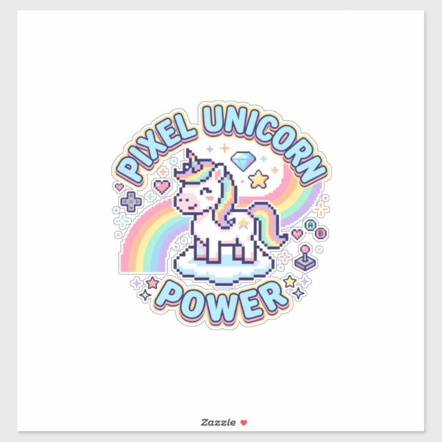Sticker Licorne Pixel Licorne Puissance Conception Graphiq (Feuille)