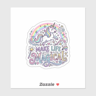 Sticker Licorne Rendre La Vie Magique Typographie Vectorie
