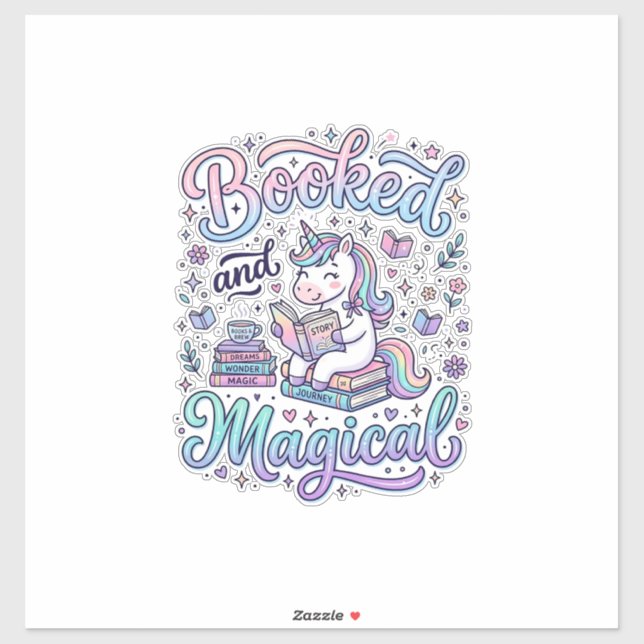 Sticker Licorne Réservée et Idée Cadeau Magique Typographi (Feuille)