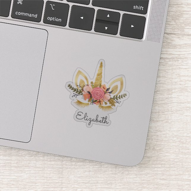 Sticker Licorne scintillante adorable personnalisée avec f (Détail)