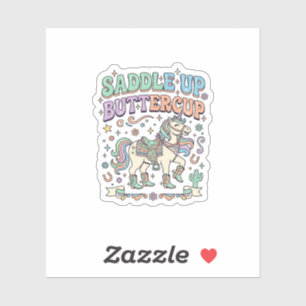 Sticker Licorne Sellez Buttercup Kawaii Typographie Desi