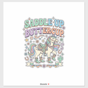 Sticker Licorne Sellez Buttercup Kawaii Typographie Desi