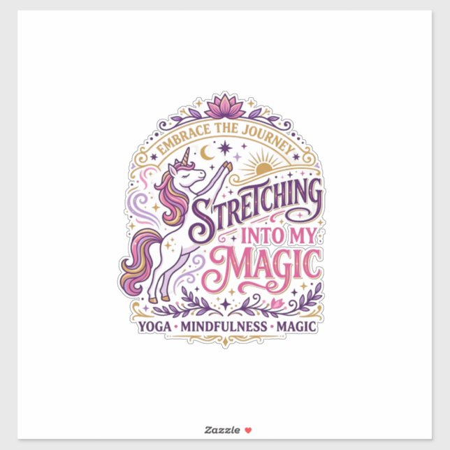 Sticker Licorne s'étirant dans mon magnifique fond blanc s (Feuille)