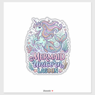 Sticker Licorne Sirène Licorne Lagune Conception Graphique